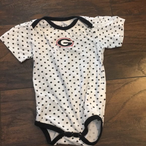 Baby white and black polka dot UGA onesie - Picture 1 of 4